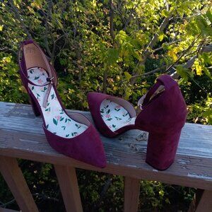 Draper James RSVP burgundy chunky heels sz 10 NEW